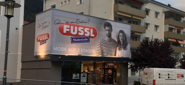 Außenwerbung für Fussl - Spannplane