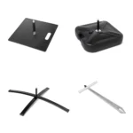 Auswahl an verschiedenen Standfüßen für die Beachflag