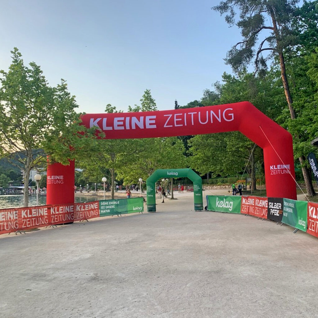 aufblasbarer Bogen im Zielbereich