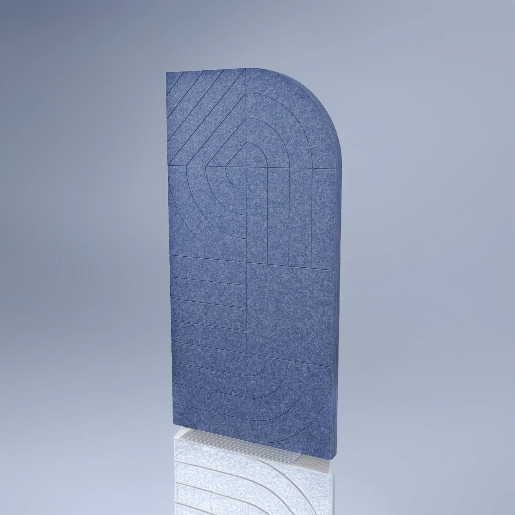 EchoBoard Akustik-Trennwand mit individuell eingearbeiteten Linien zur Lärmreduzierung